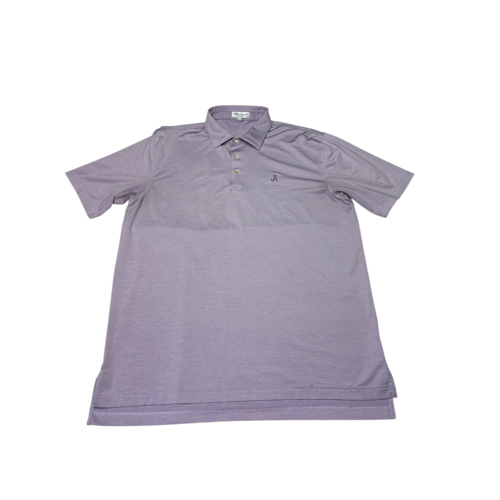 Peter Millar Summer Comfort Mens Polo Shirt Size L Purple Striped Short Golf